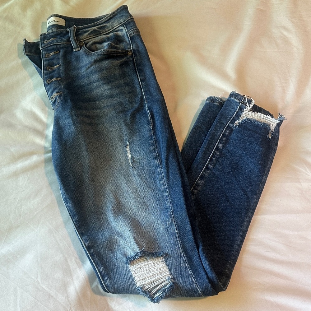 Kancan Distressed Blue Skinny Jeans
